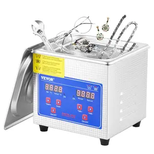 VEVOR 0.8L Professional Ultrasonic Cleaner 304 Stainless Steel Digital Lab Ultrasonic Cleaner with Timer for Jewelry Watch Glasses Circuit Board Dentures Small Parts Dental Instrument (0.8L)