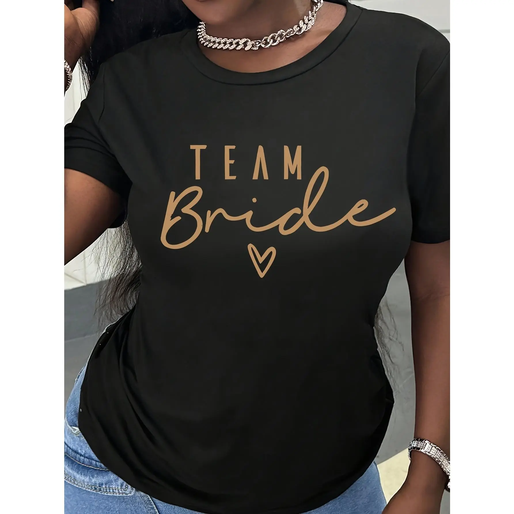 Women’s Team Bride Graphic T-Shirt, Bachelorette Party Short Sleeve Crew Neck Tee, Bridal Squad Wedding Party Shirt, Cute Bride Tribe Gift for Women