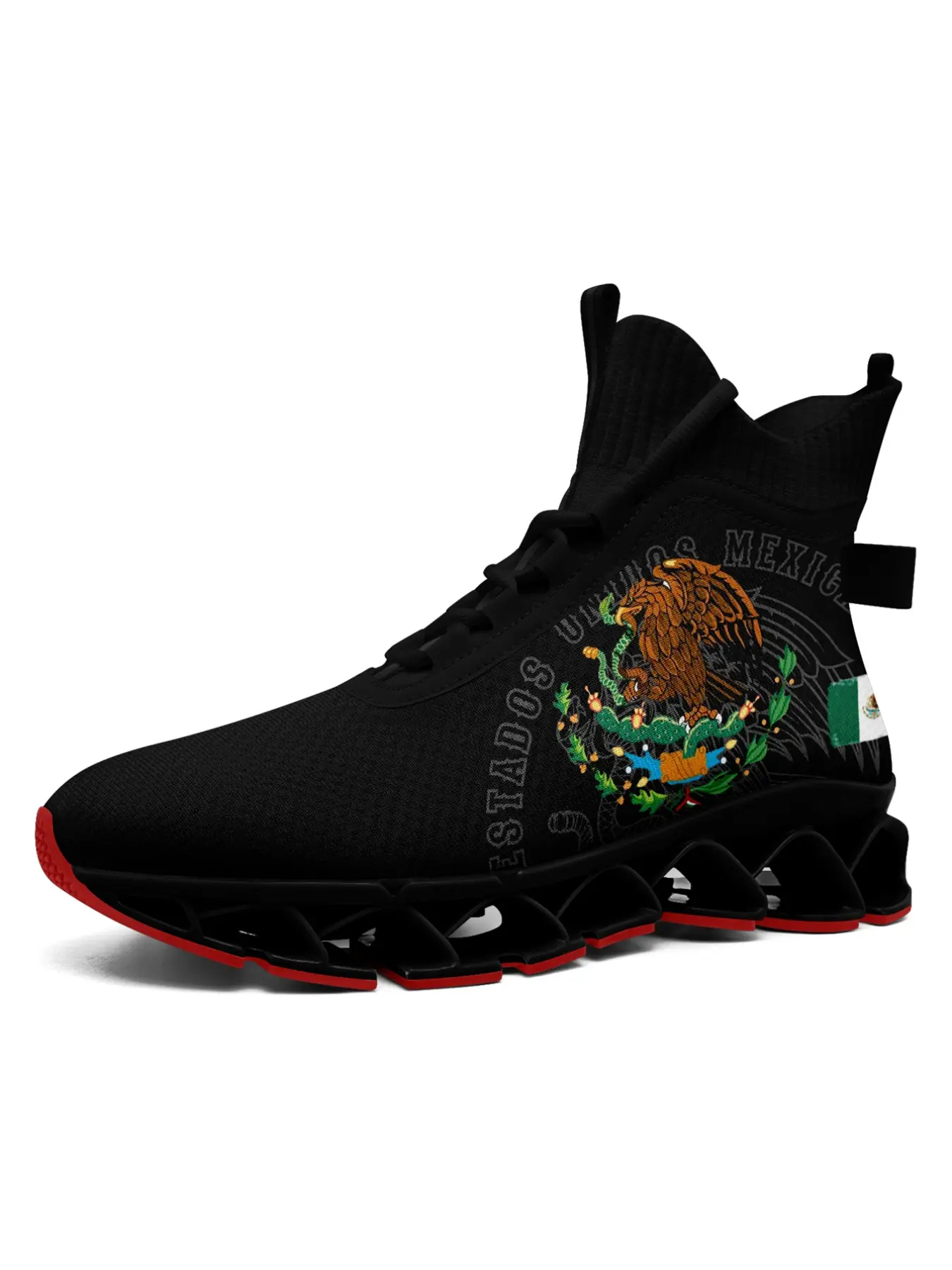 Men's Eagle Print Lace Up High-Top Sports Sneakers, MX Trendy Original Design with Breathable Sole, Durable Casual Comfortable Sports Running Blade Shoes, Male All-match Round Toe Shoes for Daily Wear Athletic Shoes