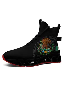Men's Eagle Print Lace Up High-Top Sports Sneakers, MX Trendy Original Design with Breathable Sole, Durable Casual Comfortable Sports Running Blade Shoes, Male All-match Round Toe Shoes for Daily Wear Athletic Shoes