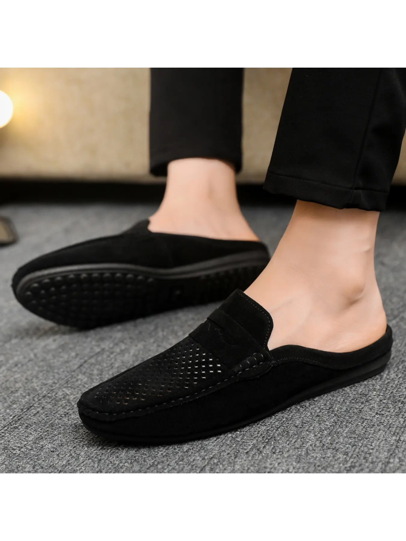 Summer Comfortable Breathable Men's Half Sandals, Shoes Mules, Mule Slides, Indoor Home Slippers, Large Size Casual Loafers, Ideal for Relaxing at Home