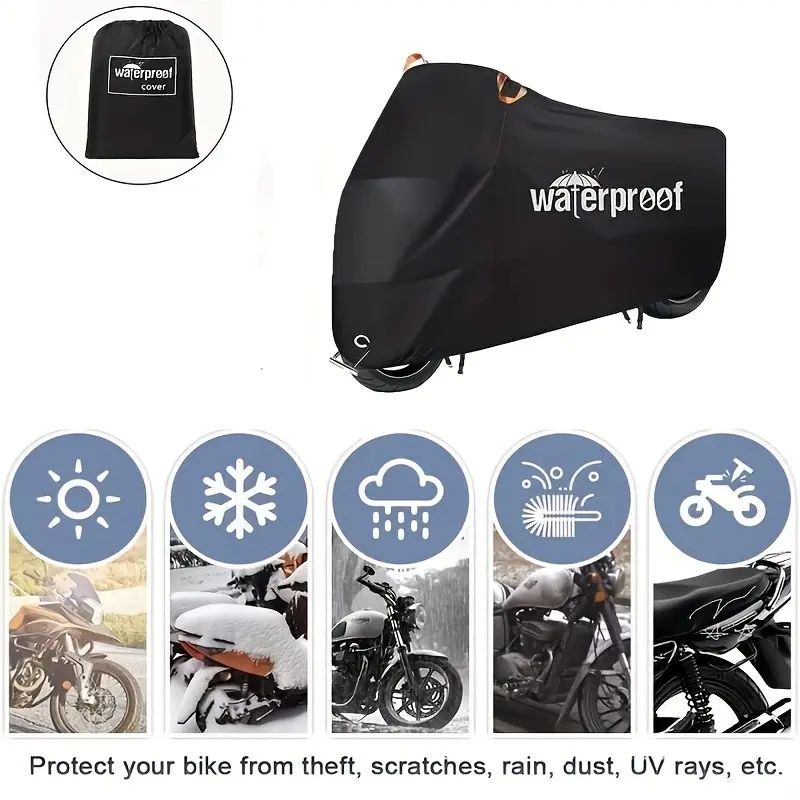 Large Motorcycle Cover for Multiple Models, UV Protection, Thick Oxford Fabric, Anti-Theft Buckle, Bike & Scooter Cover, Protector