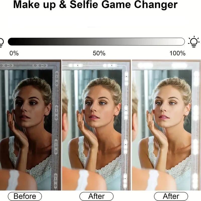 USB Powered Touch Sensor Makeup Mirror Light, Dimmable 42 LED Floor Mirror Light Strip, Lighted Makeup Mirror, LED Light for Bathroom, Bedroom, Dressing Room