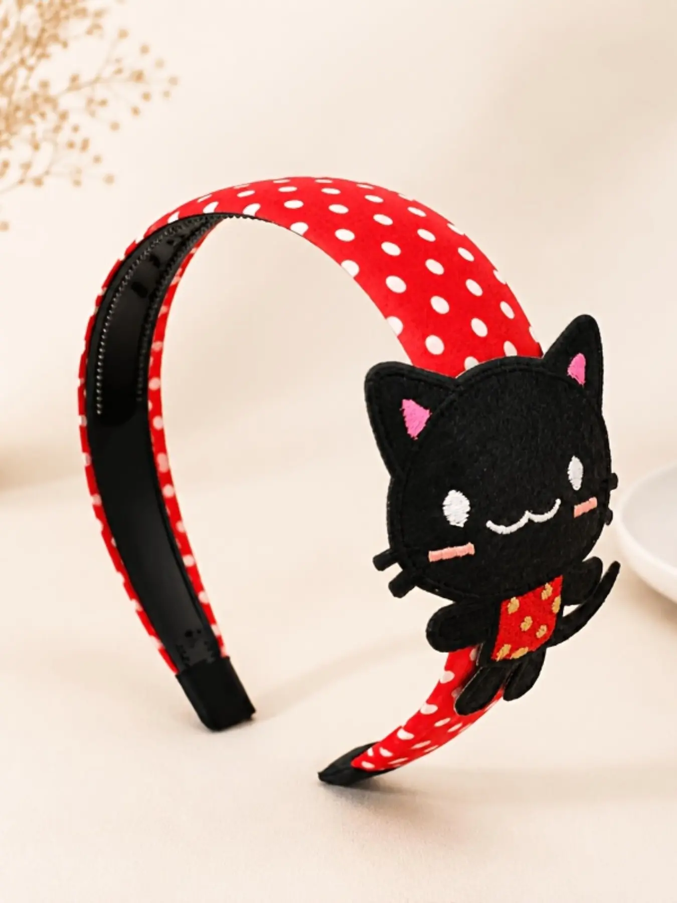Cute Cat Hairband, Polka Dot Cartoon Cat Sticker Headband, Sweet Non-Slip Hair Tie, Daily Wear/party/cosplay Accessory