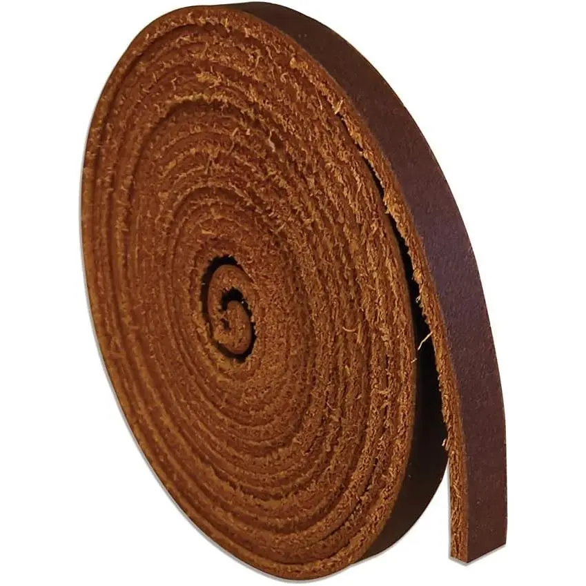 1/4 Inch Wide 72 Inches Long 1.8-2mm Thick Bourbon Brown Genuine Leather Strip for DIY Craft Projects