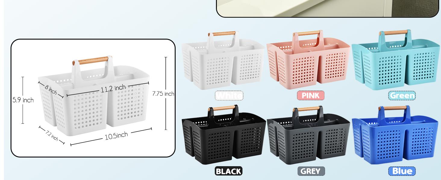 PLL Portable Shower Caddy Basket with Compartments, Plastic Divided Cleaning Caddy Organizer Storage Tote with Handle for Bathroom, College, Dorm Room Essentials, Black PLL Portable Shower Caddy Basket with Compartments, Plastic Divided Cleaning Caddy Organizer Storage Tote with Handle for Bathroom, College, Dorm Room Essentials, Black