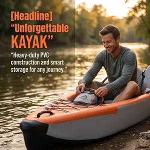Inflatable Kayak 2 Person, Heavy Duty High Pressure Raft Boat, Portable Drift Canoe for Fishing, Camping, River & Lake#SummerVibes