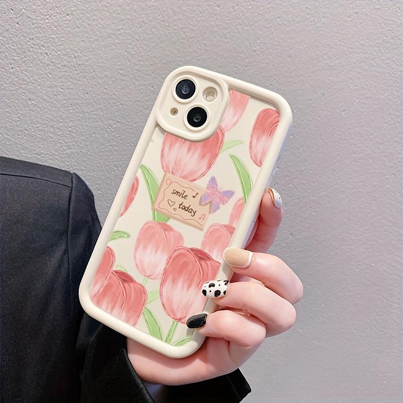 Pink Tulip Mobile Phone Case for iPhone 17 E Air Pro ProMax iPhone16 15 14 Plus 13 12 Mini 11 X XS XR