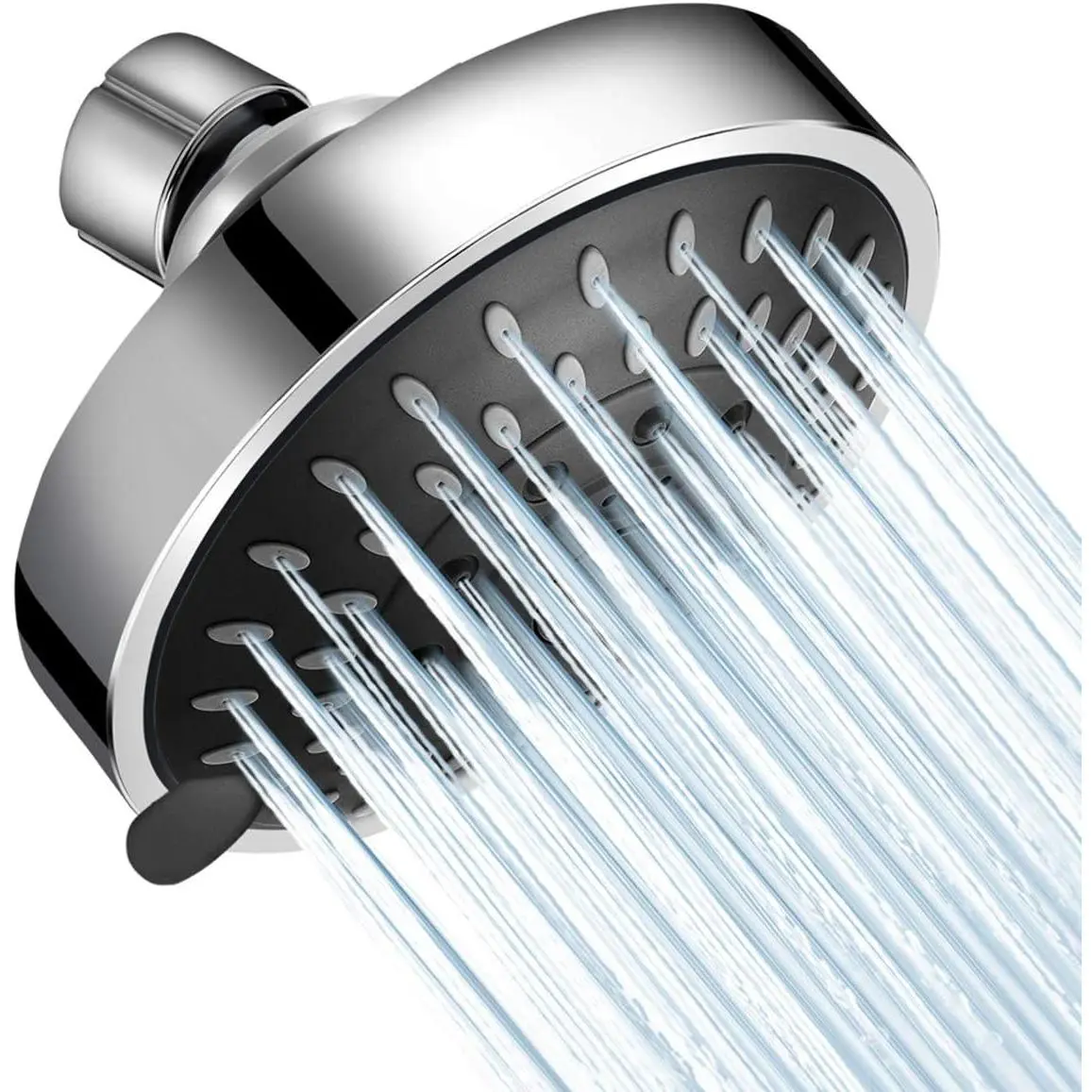 High  Shower  5 Settings Fixed Showerhead 4 Inch High Flow Bathroom Showerhead with Adjustable Brass Ball Joint for Luxury Shower Experience Even at Low Water