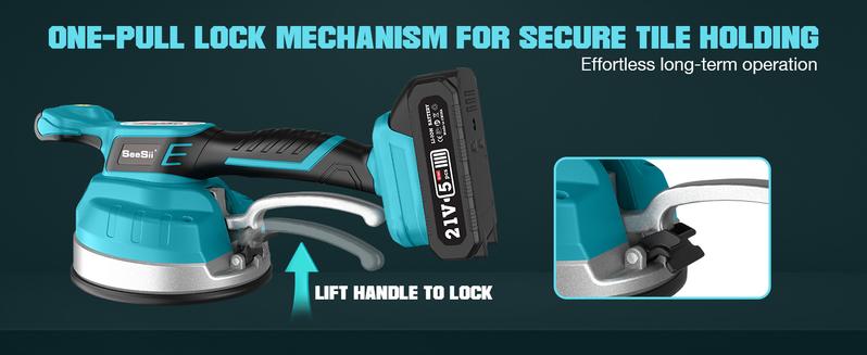 Seesii KP-160B Tile Vibration Tool, Cordless Tile Vibration Leveling Machine with 2×2000mAh Batteries, 160mm Large Suction Strong Grip, 12-Speed Adjustable Tile Tools for Floor/for the Pro and DIY fathersdaygift Outdoorfun