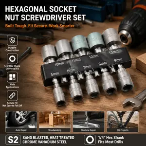 Professional-Grade 14-Piece Electric Drill Hex Nut Driver Bit Set: Quick Change Tool Kit for Home Repair, Assembly, and DIY. High Efficiency, Durable & Multipurpose Accessories Compatible with Power Tools.