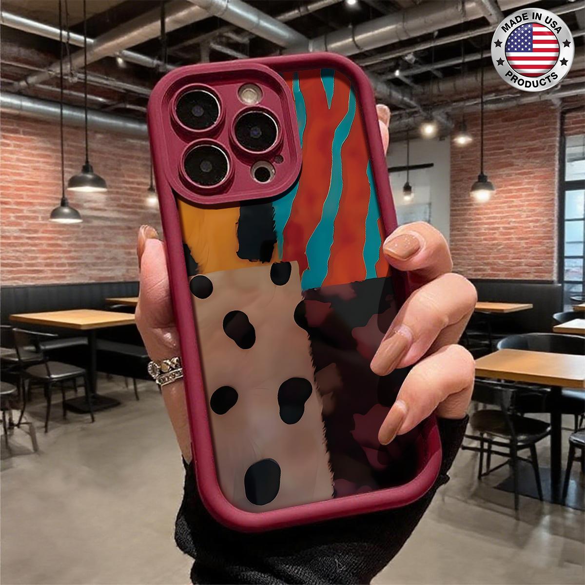 Trendy Abstract Patchwork Pattern Artistic Aesthetic Design Case for iPhone 17 16 15 14 Pro Max 13 12 11 XR XS Plus Air Slim Shockproof Anti Drop Protective Durable TPU Cover