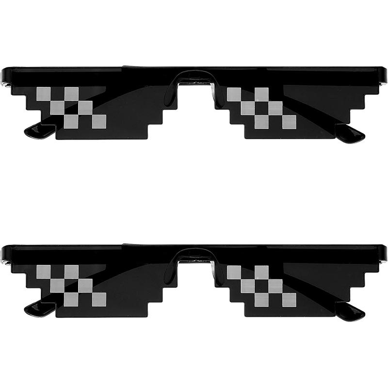 Party Sunglasses, 2 Pairs Of Mosaic Pixel Glasses, Party Dress Up Shades, Funny Unisex Photo Props for Women Men Kid, Party Supplies, Party Event Props