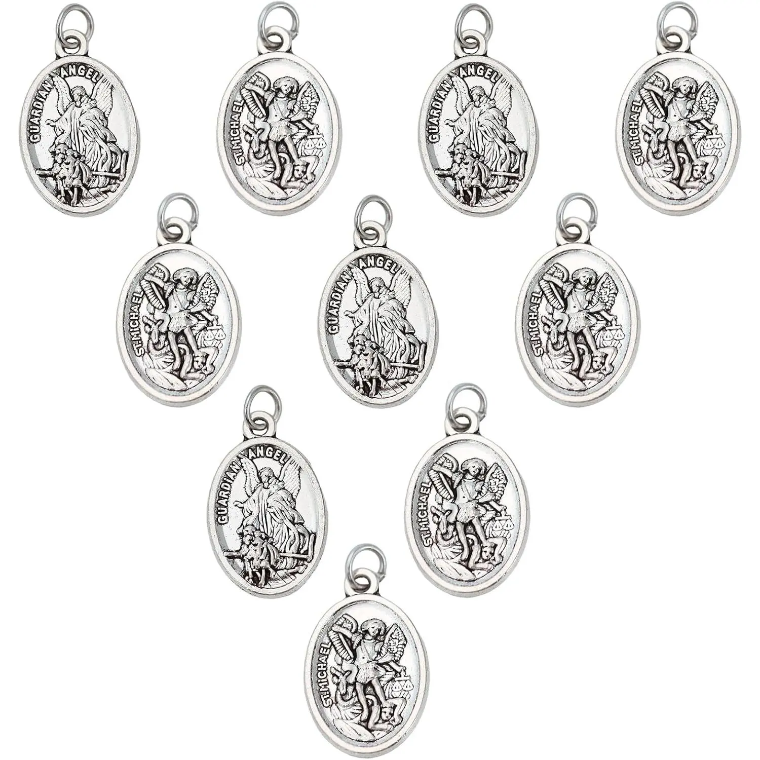10 count  Michael Medal Saint Michael Pendant, Michael Pendant for Archangel Michael Necklace,San Miguel Arcangel Medalla Religious Medals for Men Women