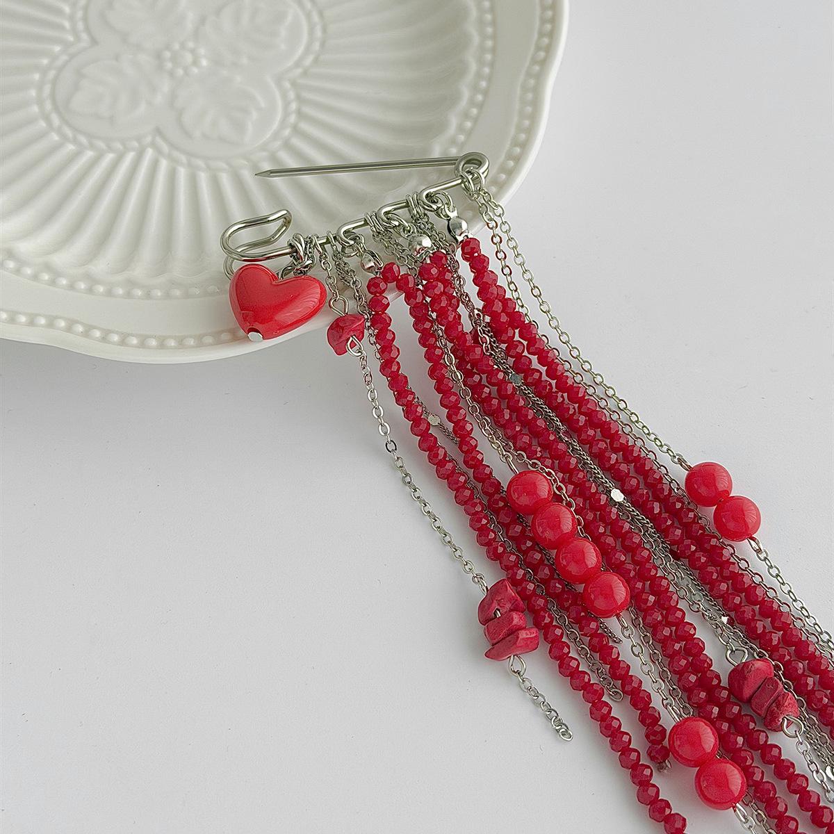 Trendy Minimalist Rice Bead Crystal Brooch INS Stylish Personalized Safety Pin Versatile Daily Accessory Elegant Sparkly Rhinestone Lapel Pin Multi Functional Fashion Jewelry for Women Office Commute Party Casual Outfit Decoration