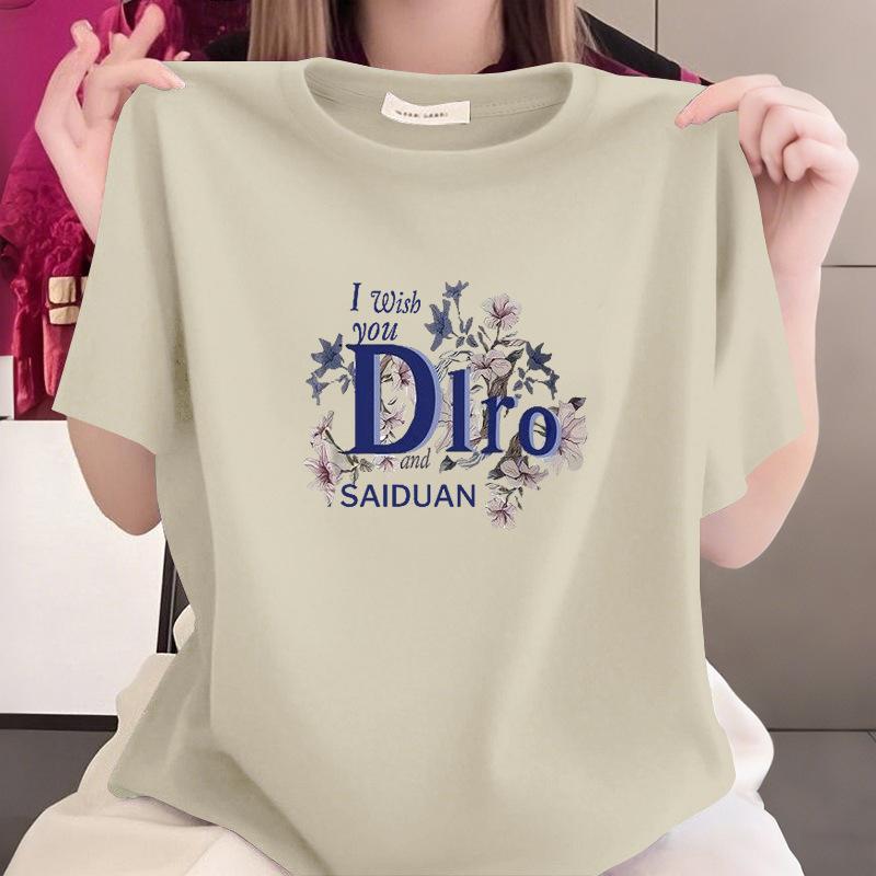 Summer New 100% Cotton Short Sleeve Middle - Aged Mom Top Women's T - shirt for Plus Size Fat MM Tummy Control Slimming Versatile Stylish Clothing