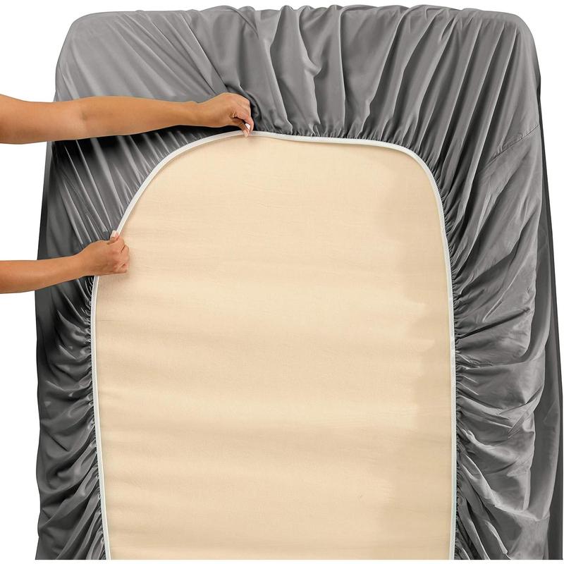 Deep Queen Sheets Sets - Fits Mattress 18-24 Inches Deep - Deep Sheets - 6 Piece Queen Size - Grey