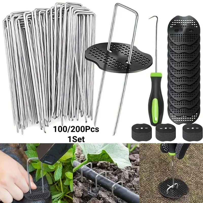 100/200Pcs U-shaped Insect Proof Ground Nail Lawn Nail, Used for Fixing Grass Proof Cloth, Artificial Turf, Shading Net, Non-woven Fabric, Simulating Lawns, Greenhouses, Insect Proof Cloth, Horticultural Engineering Nails, Etc