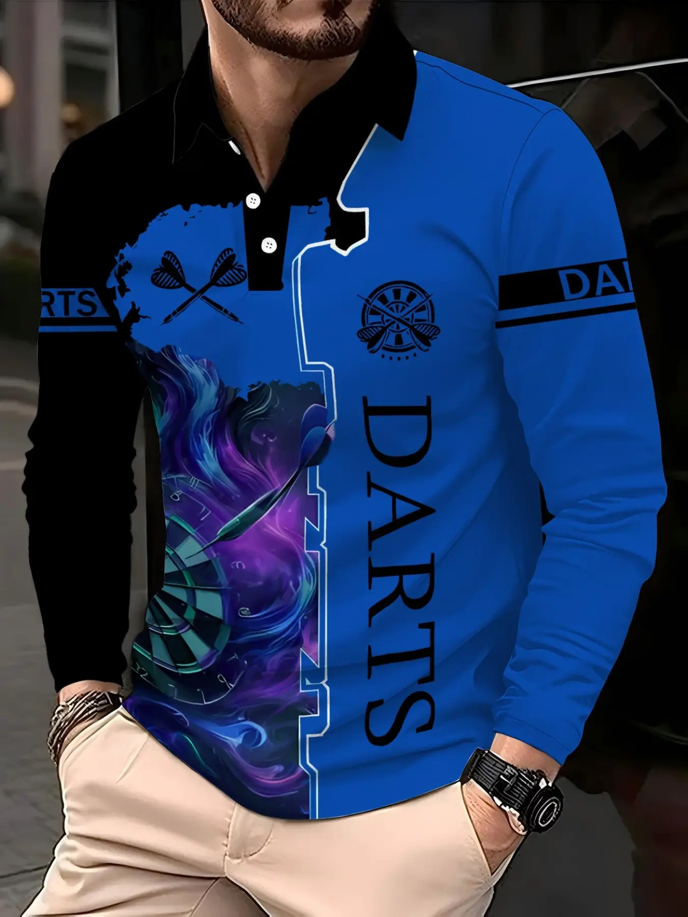 Long Sleeve Collared Polo Shirt, Fresh Colorful Simple Design, Suitable for Commuting and Outdoor Leisure Wear, Casual Slim Fit Style
