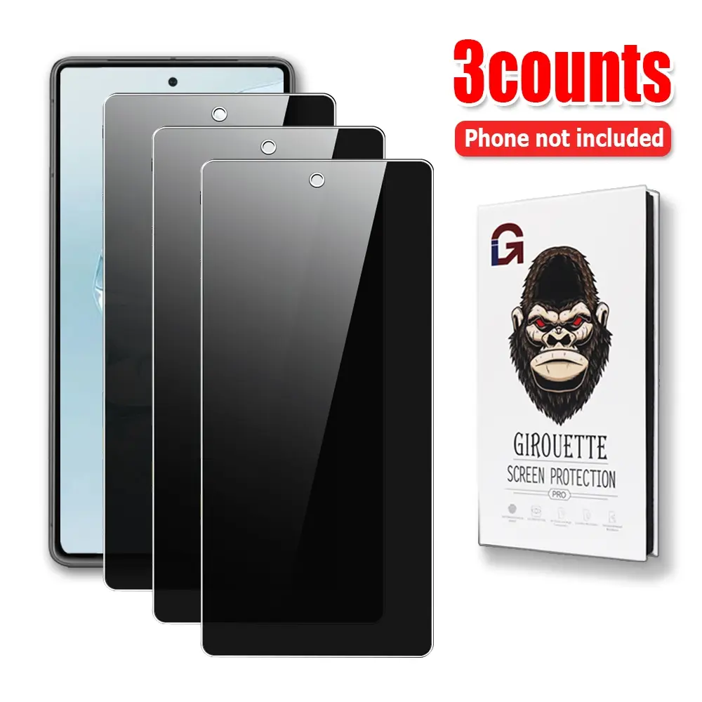 3Pcs Anti-Spy Privacy Tempered Glass Screen Protector Compatible with Google Pixel 6/6a/6 Pro/7/7a/7 Pro, Anti-Fingerprint Coating, Smooth Polished Edges, Safe No Sharp Cutting Edge