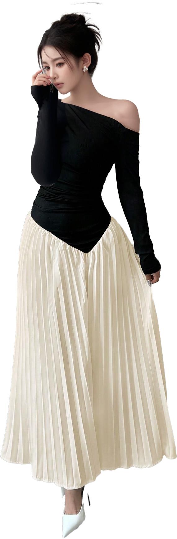 Ball gown, long-sleeved apricot-colored long dress, wedding guest dress