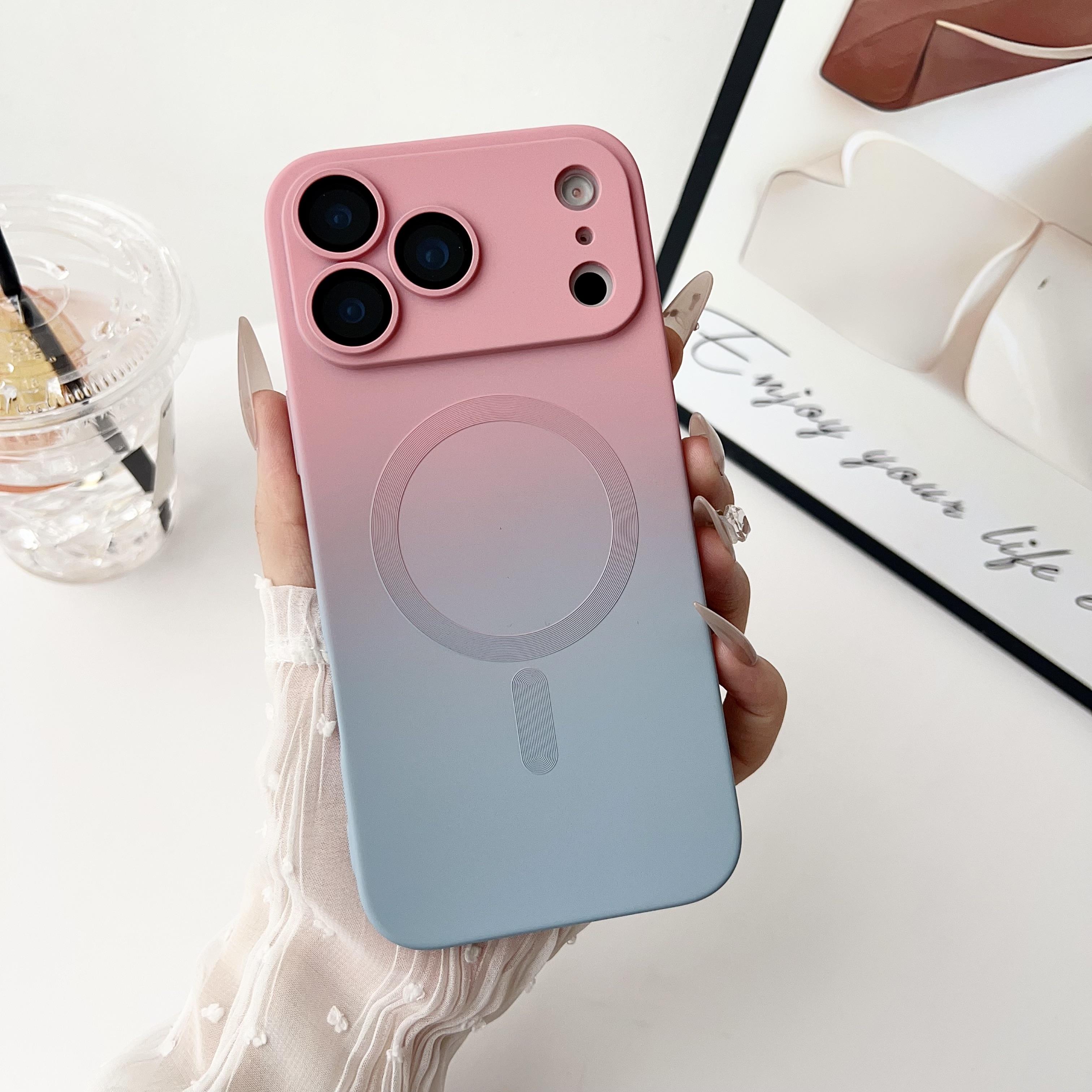 For iPhone 17 Pro Max 16 15 14 13 Pro/plus Magnetic Luxury Gradient Design Soft Liquid Silicone with Camera Lens Protector Case