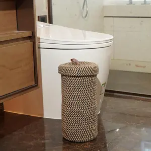 Independent Toilet Paper Holder Rack, Boho Style Bathroom Storage Basket, Bathroom Organizer, Jute Rope Hand-Woven Design, Fits Super Large Rolls, Holds 3 Rolls