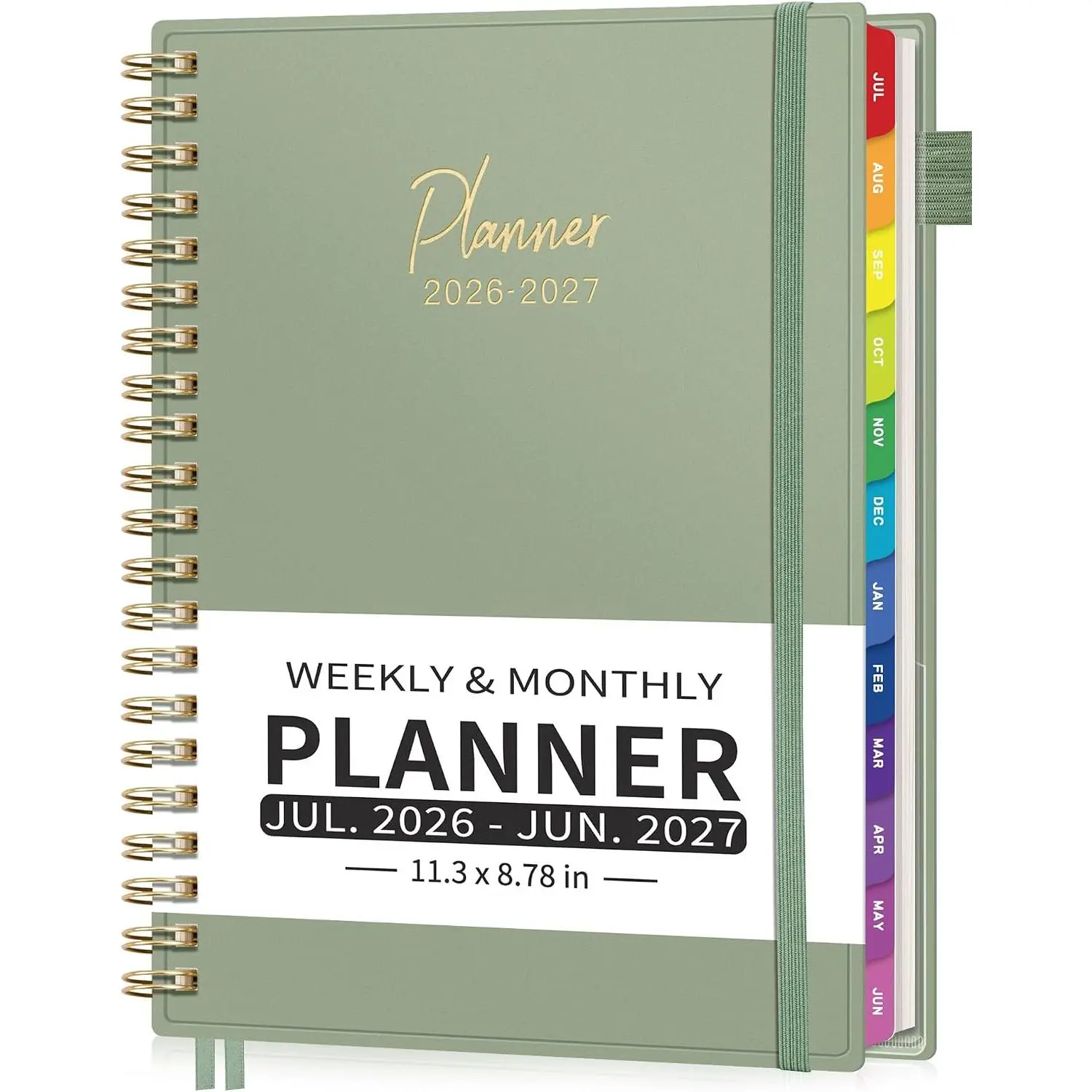 Appointment Book 2026-2027, 15-Minute Hourly Daily, Academic Planner | July 2026 - June 2027, A4 (8.7'' x 11.3''), Weekly and Monthly, Calendar, Agenda, Colorful Tabs, Flexible Cover (Light Green)