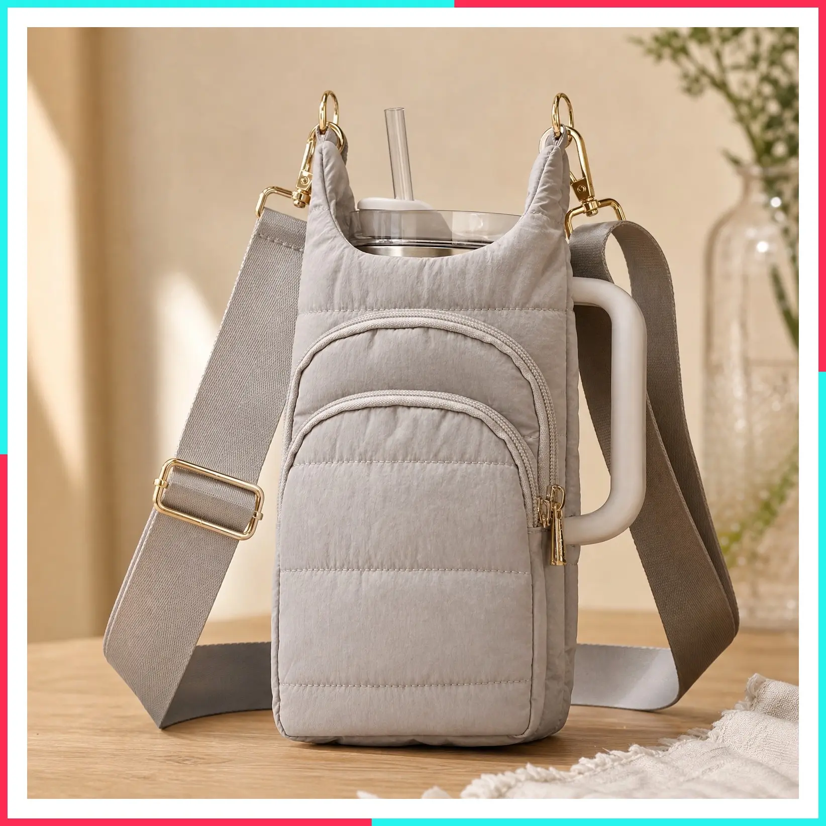 Water Bottle Holder with Strap for 30/32 oz Bottles, Crossbody Water Bottle Carrier Bag