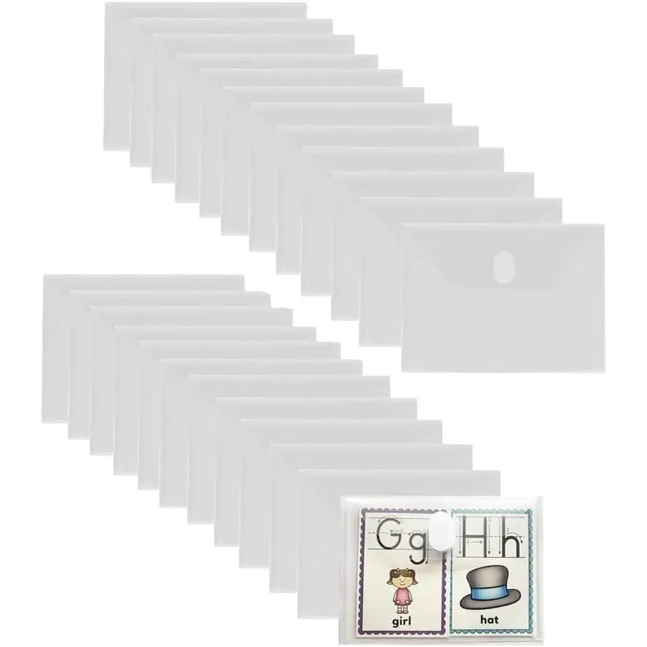 48pcs 4x6 Plastic Clear Envelopes Receipt Coupon Stickers Stamps Storage Case File Organizer Holder