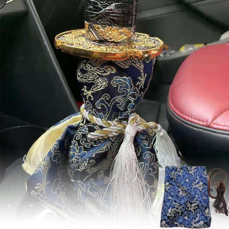 Universal Car Accessories Pattern Style Canvas Katana Shift Lever Knob Cover Dust Cover Racing Samurai Sword Shift Knob Collars