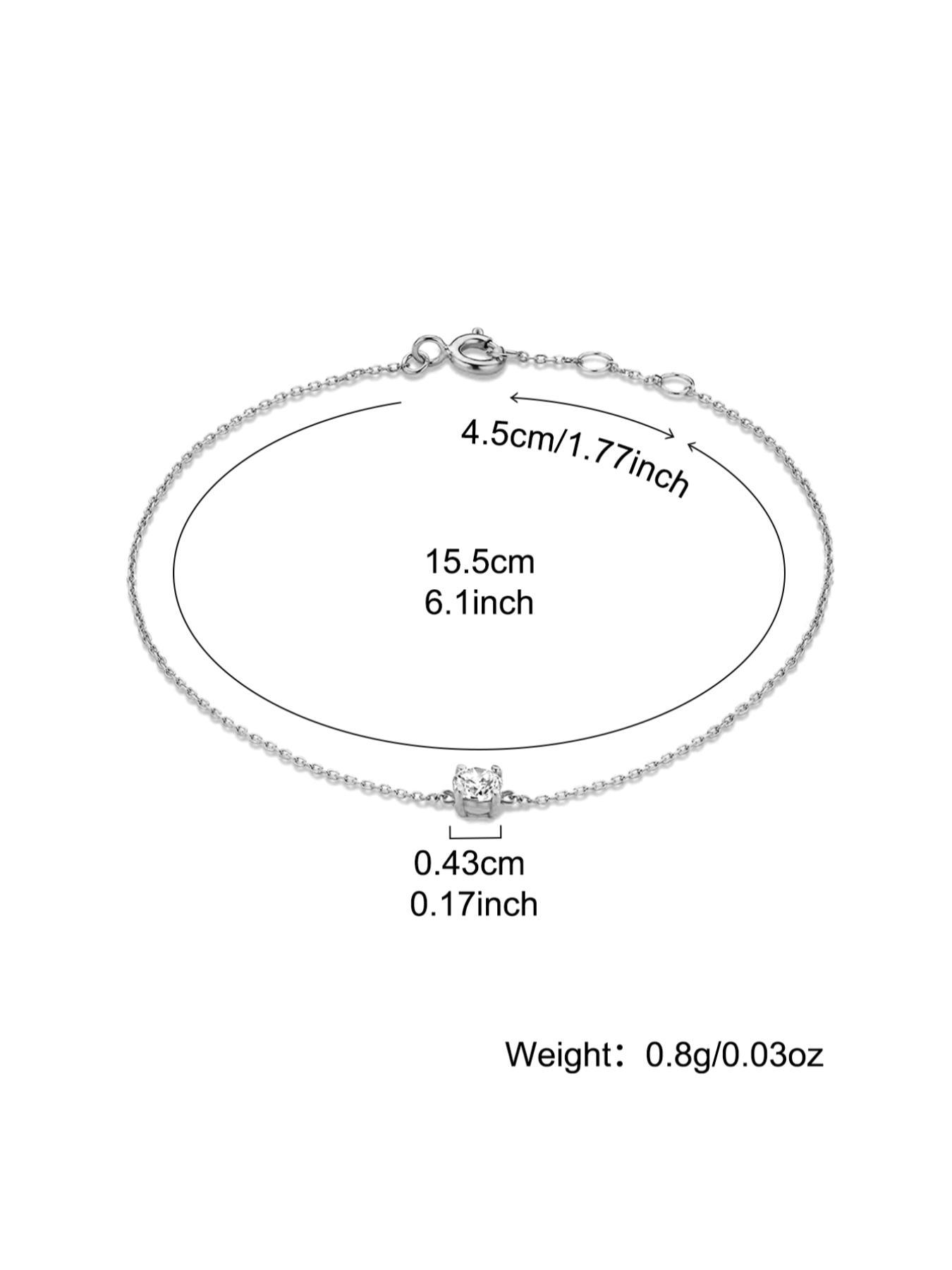 S925 Sterling Silver Elegant Zircon Bracelet, Fashionable Jewelry for Women & Girls, Trendy All-match & Exquisite Jewelry for Birthday Gift