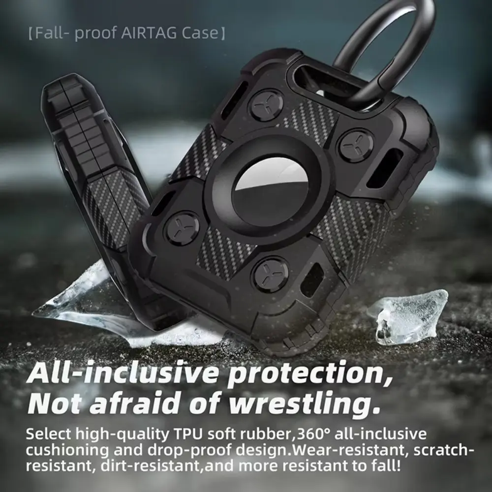 Keyring TPU Protective Case for AirTag Stylish Armor Drop Protection Case Scratch-Resistant AirTag Cover Waterproof, Anti-Loss, Shockproof Keyring Protector Compatible with Dog Collars