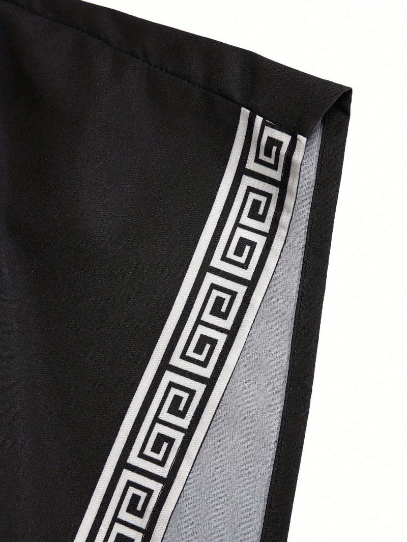 Men's All Black Outfit Set Short Sleeve Button Down Shirt with Matching Shorts Modern Minimalist Streetwear for Urban Style