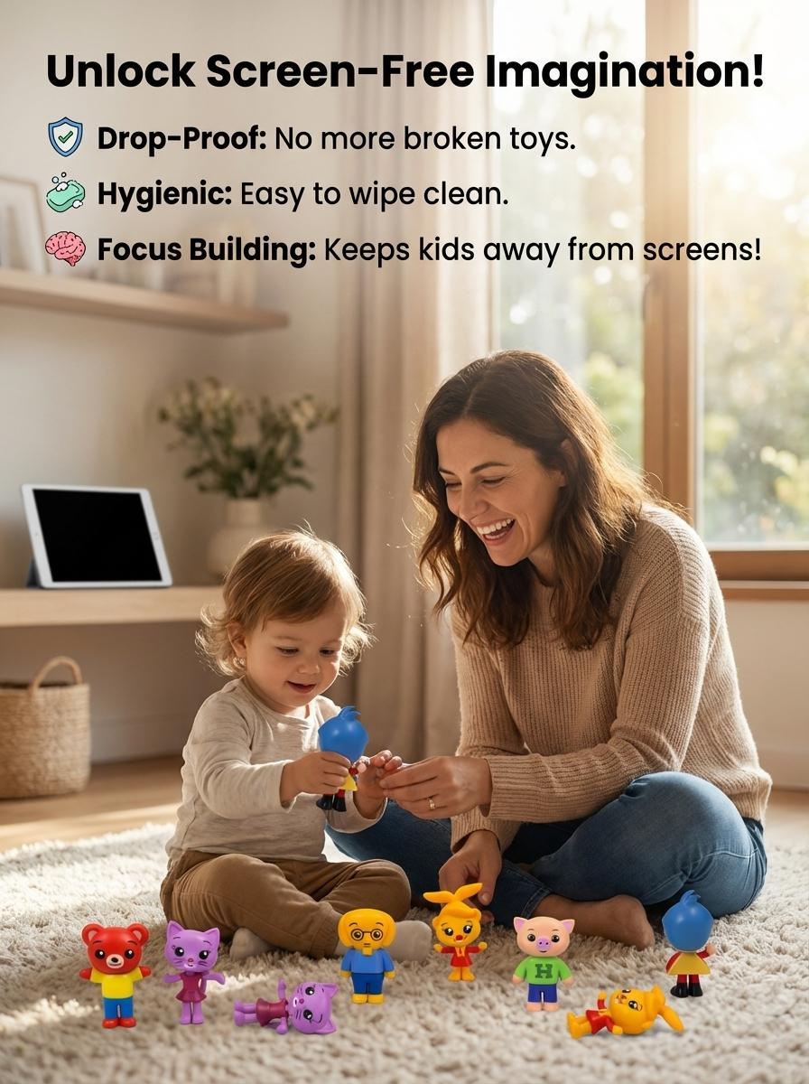 6 PCS Plim Plim Action Figures Set Mini PVC Cartoon Toys Cute Clown & Animal Friends Collectible Model Dolls for Kids Birthday Party Favors Cupcake Toppers Baby Shower Decorations Boys Girls Toddlers Gift Viral Nursery Figure