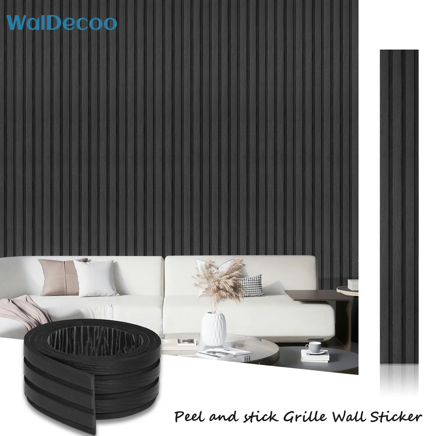 1 Roll New Thicker Self-Adhesive Slatted Wall Sticker, Peel And Stick Anti-Collision Soundproofing Wallpaper, Waterproof Eva Wood Grain Pattern Grille Wall Sticker,  3D Moisture-Proof Living Room Wall Panel Decals For Home Decoration & Renovation
