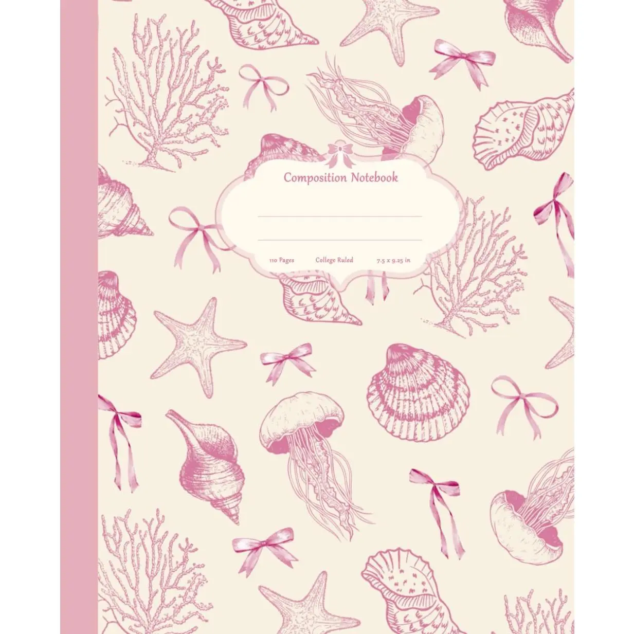 Composition Notebook: Cute   Bows and   Creatures | College Ruled For School and Work| 110 Pages 7.5 x 9.25" | Aesthetic School Supplies For Biology Students and Teachers - Paperback