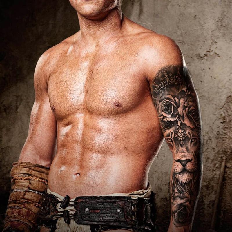 6 Sheets Realistic Lion King Long Full Temporary Tattoos for Women Men Kids Adults, Large Wolf Animal Fake Temporary Tattoo Sleeves Waterproof Leg Arm Temp Tatoos Fake Tattoos