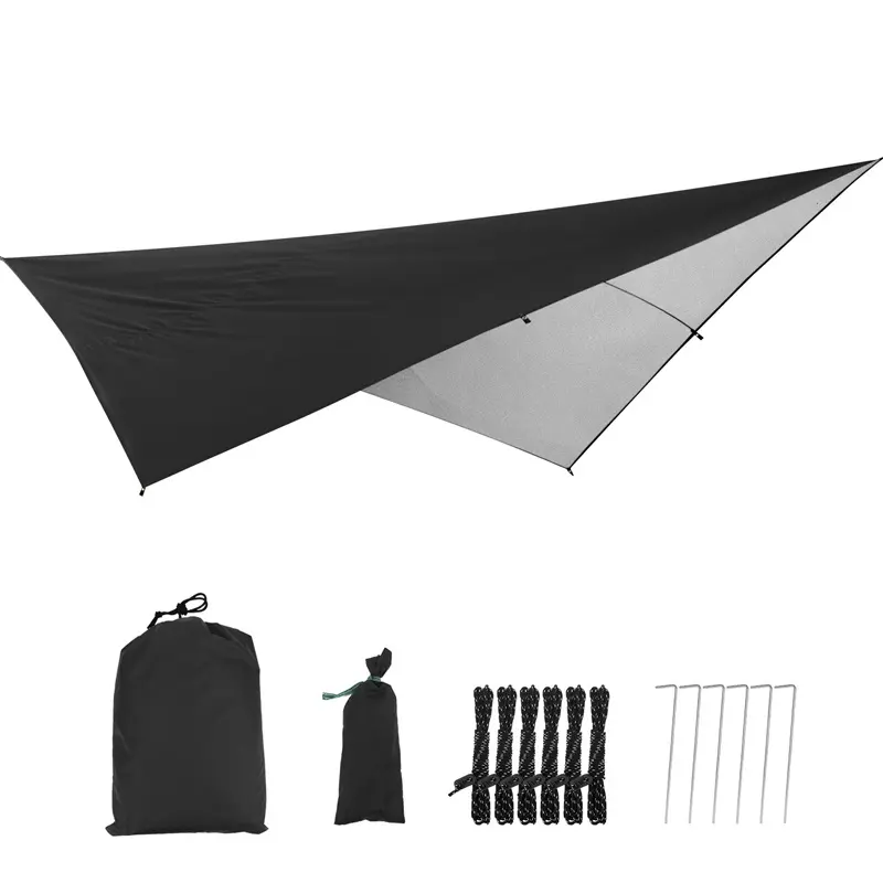 [Camping Hammock Tent Tarp] Lightweight High Quality Camping Hammock Tent Tarp - 290x290cm Rain Fly Backpacking Shelter Sun Sail Shade Garden Plant Cover Canopy Awning for Outdoor Travel Camping Survival Tactical Gear