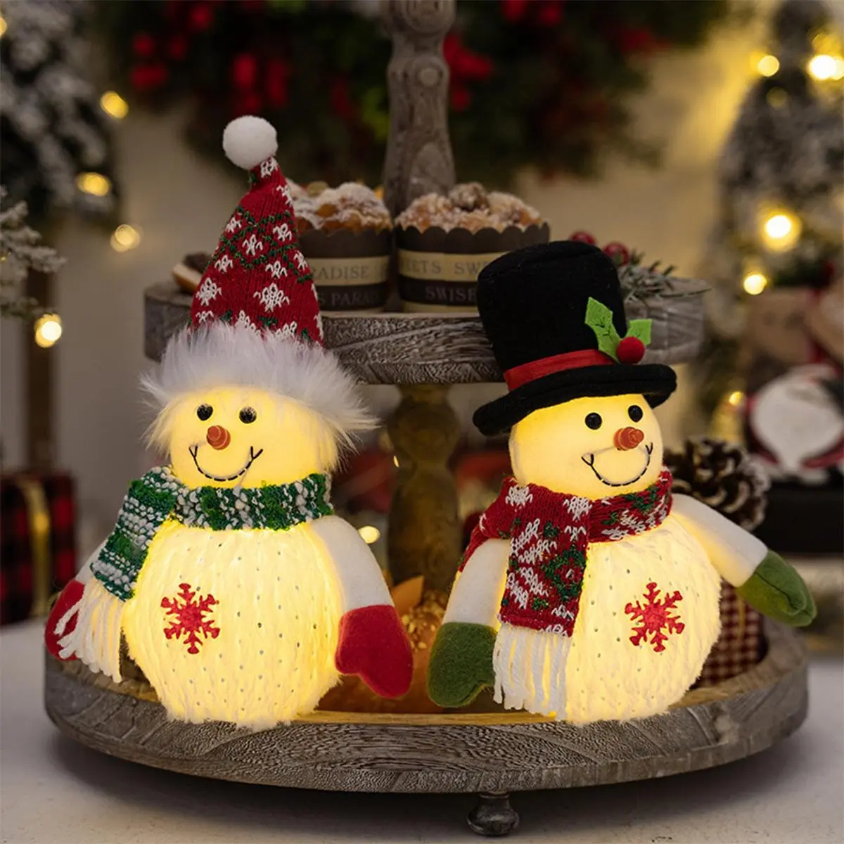 Snowman Design Decorative Light, Battery Powered Luminous Snowman Ornament, Decorative Light for Home Party Festival, Home Decor