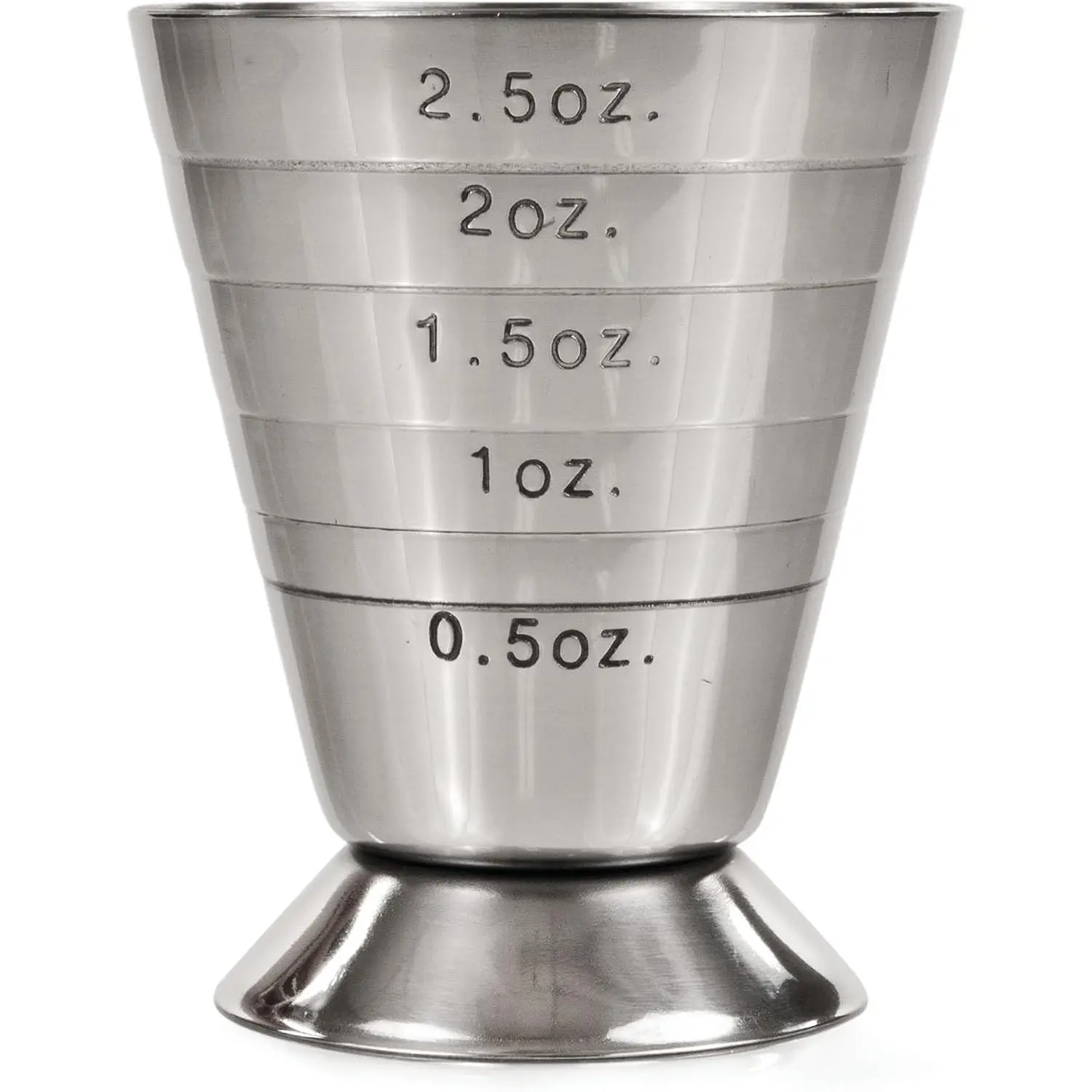 True Trio Multi-Unit Drink Measure, Shot Measuring Cup with Oz, Ml, and Tbsp Markings, Stainless Steel 2.5oz Set of 1