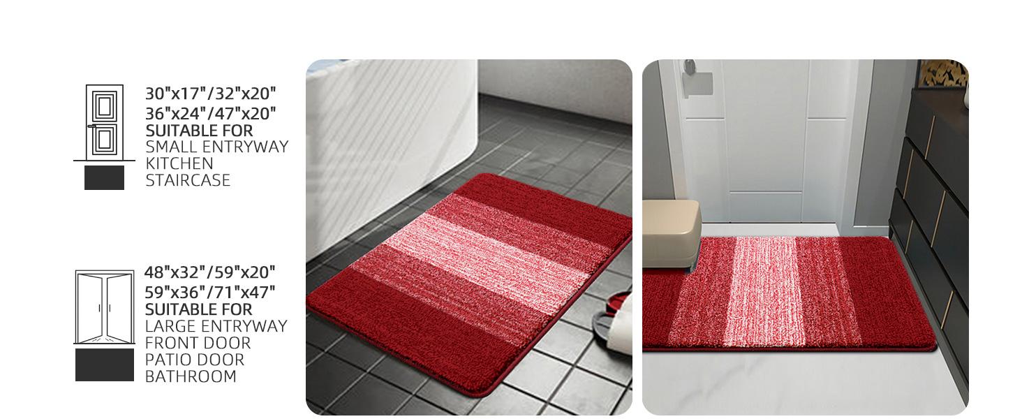 Indoor Door Mat, 36x24 Non-Slip Absorbent Dirt Trapper, Low-Washable Inside Entrance Front Mat, Sturdy Soft Doormats for Entryway, Burgundy