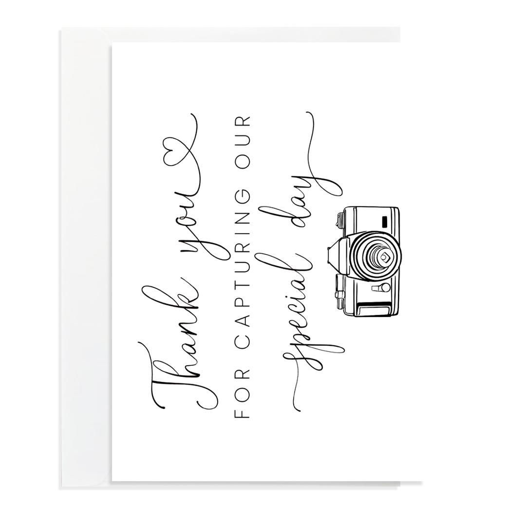 Wedding Photographer Thank You Card, Camera & Letter Pattern Greeting Card, Greeting Card for Wedding Photographer, Wedding Vendor Gift