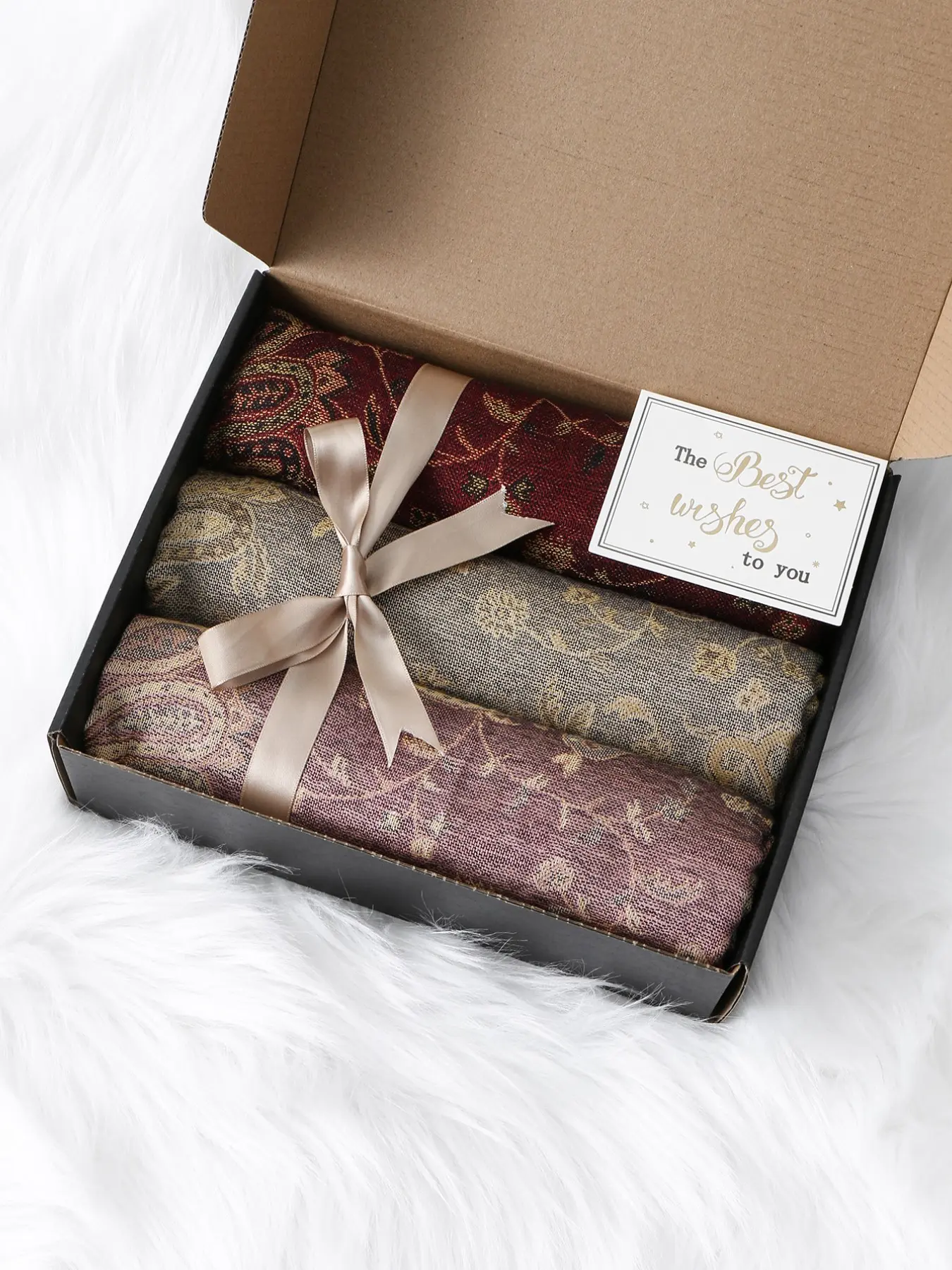 Women's Paisley Print Scarf Set, Casual Hijab Wrap, Breathable Sun Protection Shawl, All-Season Gift Box, Elegant Daily Accessory
