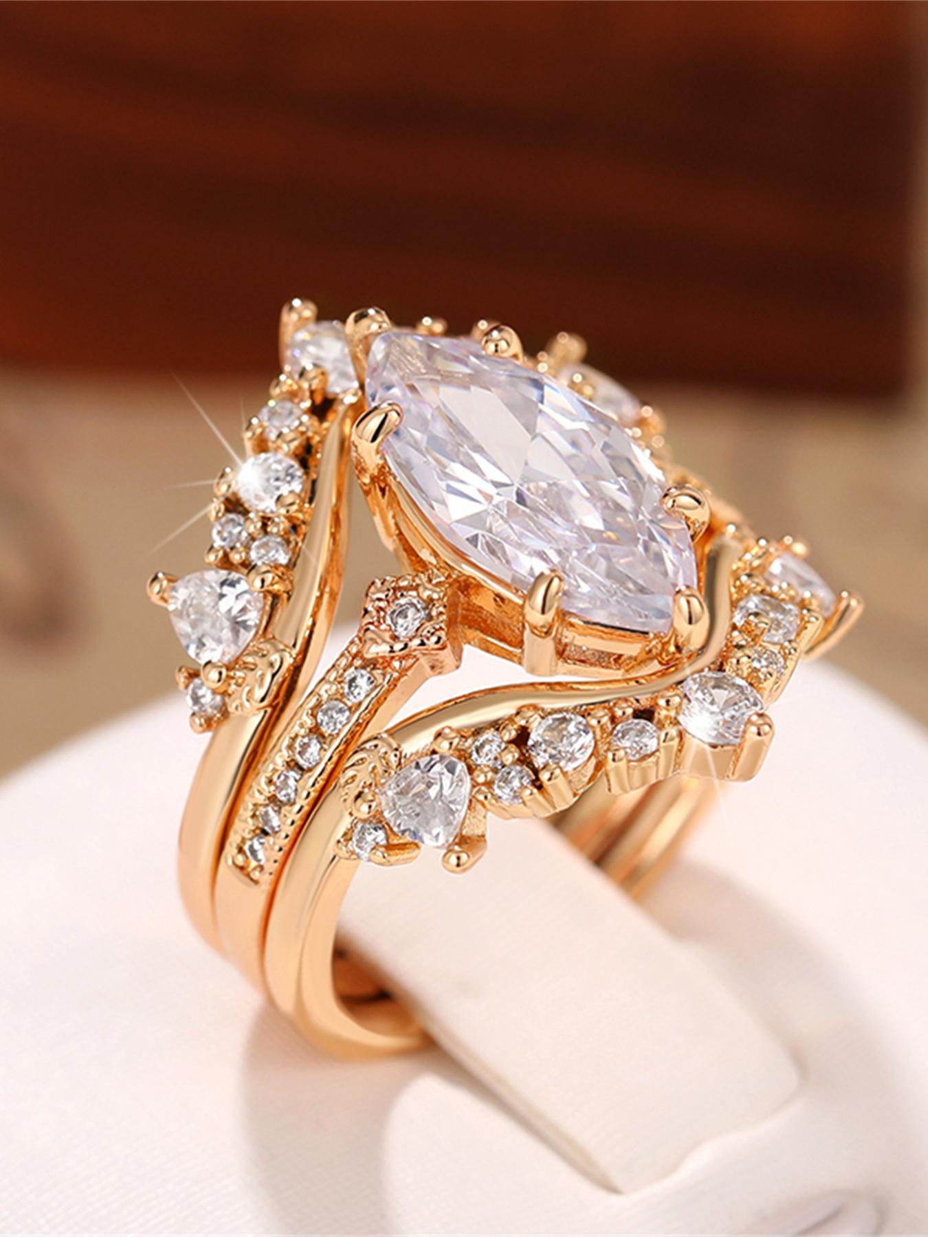 Women's Elegant Rhinestone Decorated Ring, Exquisite Trendy Ring, Engagement Rings, Bridal Rings, Fashionable Jewelry for Women As Engagement Anniversary Wedding Party Jewelry, Valentine's Day, Gift
