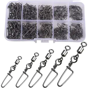 150pcs Fishing Snap Swivels Barrel Swivel with Coastlock Snap Stainless Swivel Corrosion Resistant Fishing Tackle Accessories Lure Line Connector  Saltwater Freshwater Fishing