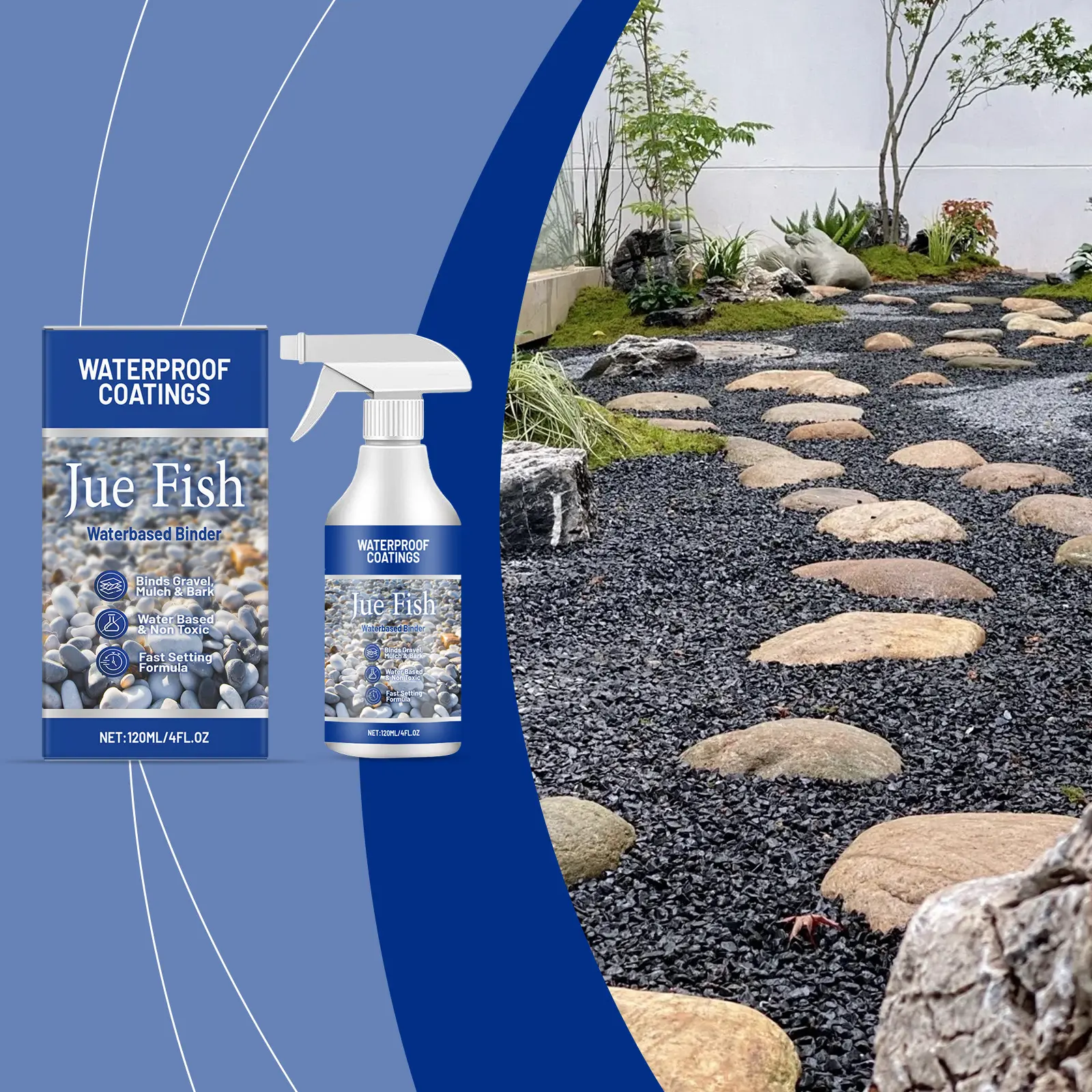 Gravel Adhesive for Pebble Agate Gravel, Waterproof Moisture-Proof Pavement Scenery Glue, Ideal for Garden Decor & Landscaping