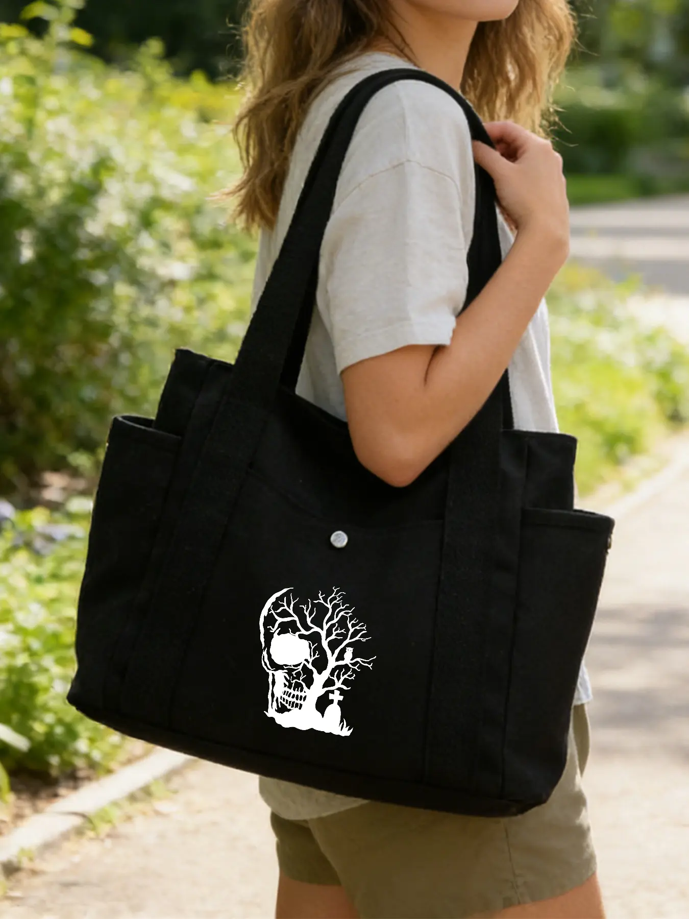 Skull Pattern Handbags, Tote Bags, Shoulder Bags, Hand Shopping Bags, Trendy Fashion Items Suitable for Daily Shopping and Commuting, Ideal Gifts.