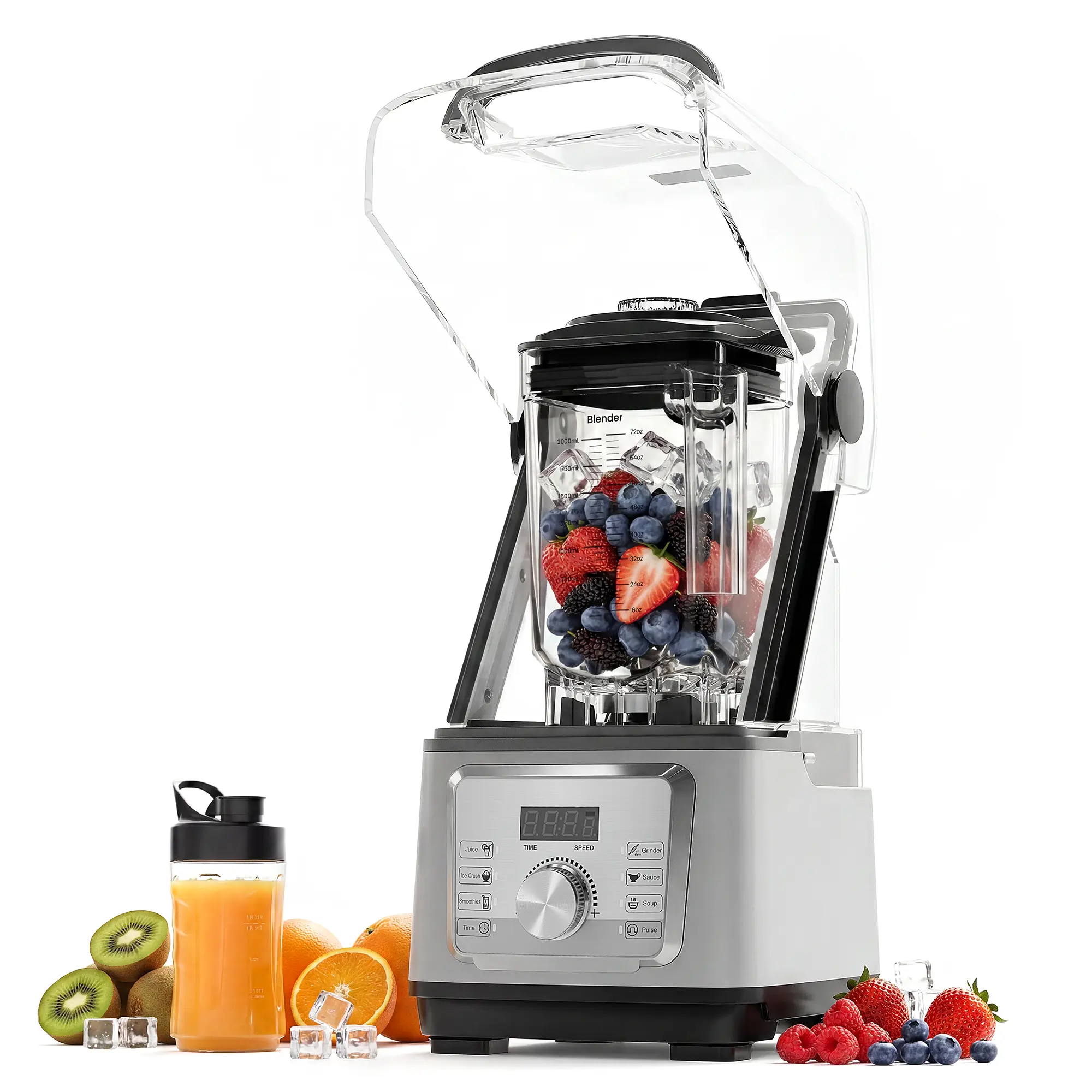 Commercial Blender 68oz, 28000RPM High Power Smoothie Blender with Digital Display, 6 Preset Programs, 9 Speeds & Pulse, 1400W Countertop Blender with Stainless Steel Blade for Ice Crushing, Juices & Kitchen Use
