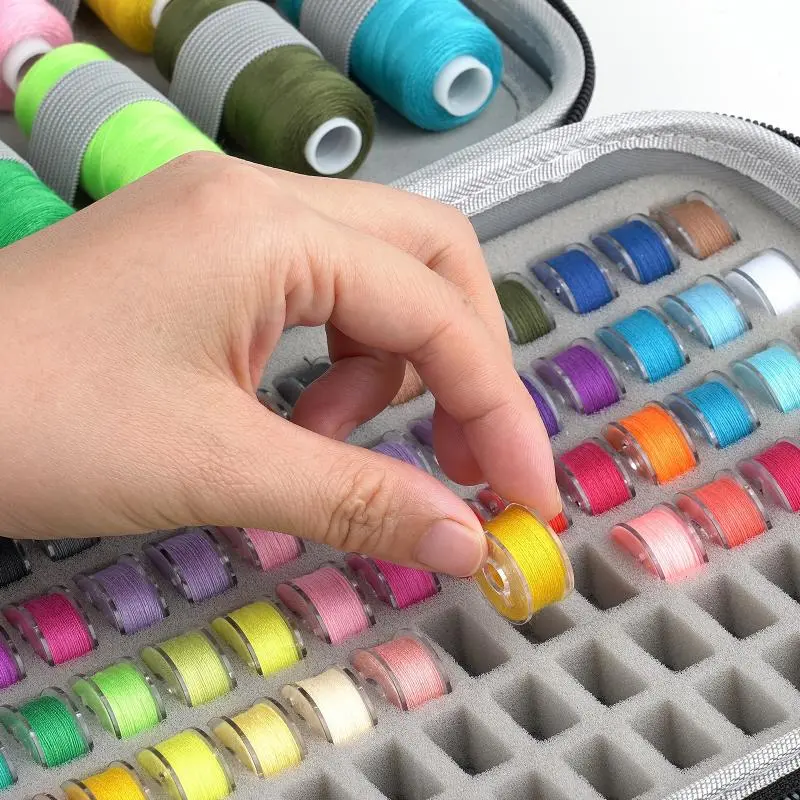 Portable large capacity needle and thread multi compartment spool storage bag - waterproof and wear-resistant zipper EVA storage bag.